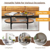 Living Room Table 2-Tier Coffee Table with Storage & Acacia Wood Frame-Black