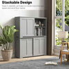 GYMAX Freestanding Kitchen Storage Cabinet Floor Storage Cabinet Sliding Door
