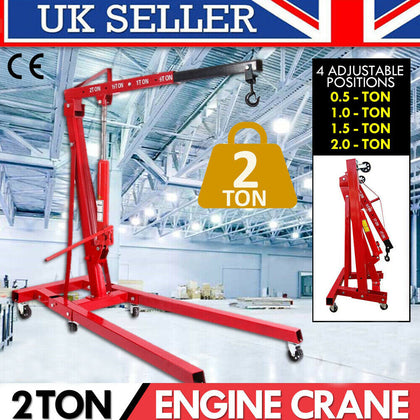 2 Ton Hydraulic Folding Engine Crane Stand Hoist lift Jack Lifting Garage Wheel