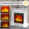 Electric Fire Suite White Freestanding Fireplace Mantel Heater Flame Surround