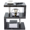 High Gloss Side Coffee Table 2 Tier Bedside End Table With LED Light Living Room