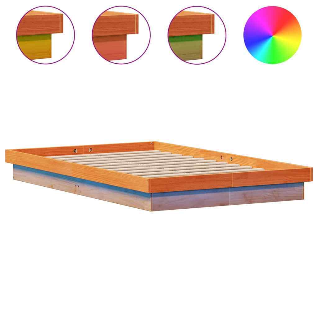 Bed Frame Wax Brown 120x200 Solid Wood Pine S3T9