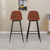 Set of 2 Brown Faux Leather Bar stools 75 cm seat Higt with Foot rest Barstool