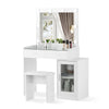 Dressing Table LED Bulbs Mirror Glass TopVanity Cabinet Make up Desk Stool Home