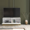TV Unit 100cm Fluted Doors White Matt Gold Metal Base Modern Cabinet Stand