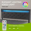 Double Size Bed Frame Bed Platform LED Lights Upholstered Headboard & 4 Rmwocqgg