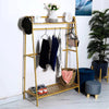 Bamboo Clothes Rail Garment Rack Hanging Stand Coat Wardrobe Storage Shelf UK