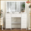 Large White Dressing Table with LED Light Mirror Vanity Make up Desk 7 Drawers