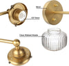 Industrial Ribbed Wall Light Kitchen Bedroom Wall Sconce Lights with 6.3” Gla...