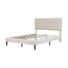 4ft6 Double Bed Frame Upholstered Platform Bed with Adjustable Headboard Beige