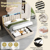 Double Ottoman Storage Upholstered Bed Frame with Headboard & LED Lights Beige