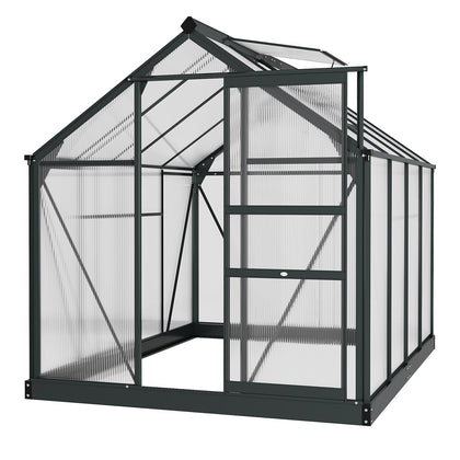 6x8ft Walk-In Polycarbonate Greenhouse Plant Grow Galvanized Aluminium