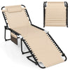 Portable Patio Sun Lounger with Detachable Pillow & Pocket-Beige