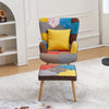 Patchwork Armchair Recliner Chairs Single Accent Sofa Chair w/Footstool & Pillow