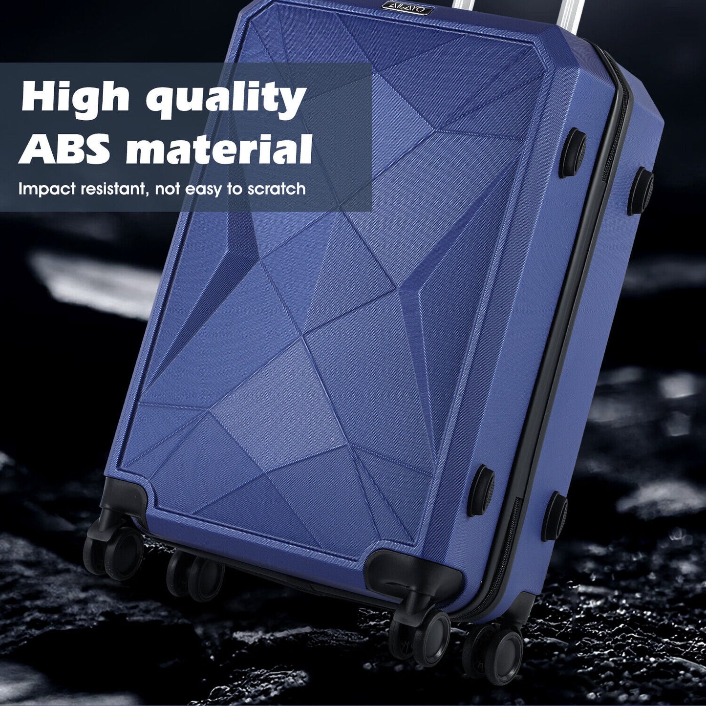 Lightweight Hard Shell ABS 4 Wheels Suitcase Cabin Hand Luggage Travel Case Set