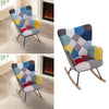 Single Rocking Chair Upholstered Linen Fabric Leisure Armchair with Wooden Legs