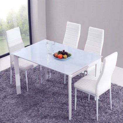 4 Pcs Dining Chairs Set PU Leather Metal Legs PADDED SEAT Home Room Restaurants