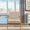 Modern Accent Chair Tufted Reading Armchair Upholstered Sofa W/Rubber Wood Frame