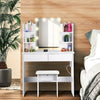 Dressing Table Set with LED Lights Vanity Makeup Desk Table with 2 Drawers UK