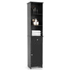 Freestanding Bathroom Storage Cabinet with 3 Open Shelves & Door Cabinet Black