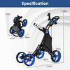 4-wheel Golf Trolley Push and Pull Golf Trolley with Scoreboard Bag-Blue