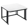 2Pcs Nesting Coffee Tables Set Square Stacking Side Tables Marble-Look White