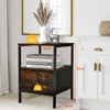 2 PCS Nightstand End Table Bedside Desk Storage Cabinet with Shelf &Drawer Brown