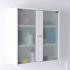 Double Glass Doors Wall Cabinet Storage Cupboard Hanging Organizer Shelves Shelf