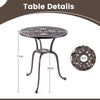 61CM Round Cast Aluminum Table Patio Dining Bistro Table with 5 cm Umbrella Hole