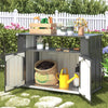 Outdoor Metal Storage Cabinet with Wheels, Tool Chest Garage Cupboard with Doors