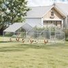 Walk-in Chicken Run 3x6x2m, Galvanised Coop Cage with Roof Cover & Lock