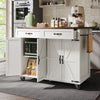 Rolling Kitchen Island Storage Trolley with 2 Drawers & Cupboard Dining White