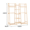 Bamboo Clothes Rail Rack Open Wardrobe Garment Organizer Stand Storage Shelves