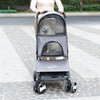 Luxury Folding 4 Wheel Pet Stroller Removable Carrier w/ Brake Adjustable Canopy