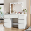 White Dressing Table Wood Makeup Desk with Hollywood LED Mirror 7 Drawer Bedroom