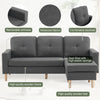 Modern L-Shaped Corner Sofa with Footstool Fabric 2 3 Seater Sofa Couch Grey