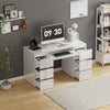 NEW White Dressing Table High Gloss Vanity Makeup Desk 6 Drawers Storage Bedroom