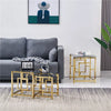 Set of 3 Glass Nesting Coffee Tables Stacking End Side Tables for Living Room