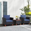 3 PCS Outdoor Wicker Bistro Set Garden Patio Rattan Sofa Set w/Cushion