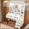 White Dressing Table Makeup Desk and 5 Drawers, 11 LED Bulbs Mirror Vanity Set
