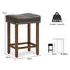 Set of 2 Bar Stools Upholstered Counter Height Saddle Stools PU Leather 60cm