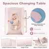Foldable Waterproof Diaper Changing Station w/ Large Storage Rack-Pink