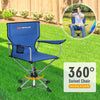Folding Camping Chair 360° Swivel Portable Beach Outdoor Seat W/ Cup Holder &Bag