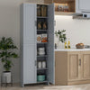170cm Freestanding Kitchen Cupboard 4-Door Storage Cabinet w/ 6 Shelves, Grey