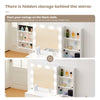White Dressing Table With LED Lights Mirror Vanity Table Hidden Storage
