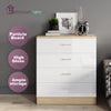 White&Oak High Gloss Chest of 4 Drawers Bedroom Storage Cabinet Home Furniture