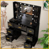 Black Dressing Table Makeup Desk with LED Mirror & 7 Drawers Vanity Set Bedroom