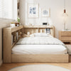 WOODEN STORAGE BED FRAME WITH SLATS AND SHELVES 3FT SINGLE FOR KIDS, TEENAGERS