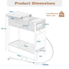 Nightstand End Table Bedside Table with Storage Bag USB Ports Charging Station