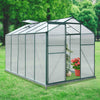 Clear Polycarbonate Greenhouse Aluminium Frame Garden Plants Grow w/Slide Door